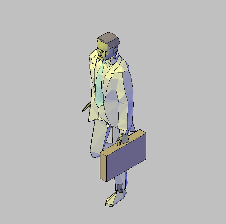 Bloque Autocad Vista de Hombre 04 Bibliot. 2D-3D en 3D